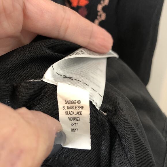 Old Navy Women's Sleeveless Black Embroidered Floral Shift Dress w/Tassels XL - Picture 6 of 9
